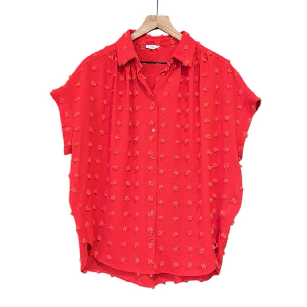 Jodifl Short Sleeve Swiss Dot Loose Fit Top Red Size Small - Picture 3 of 13